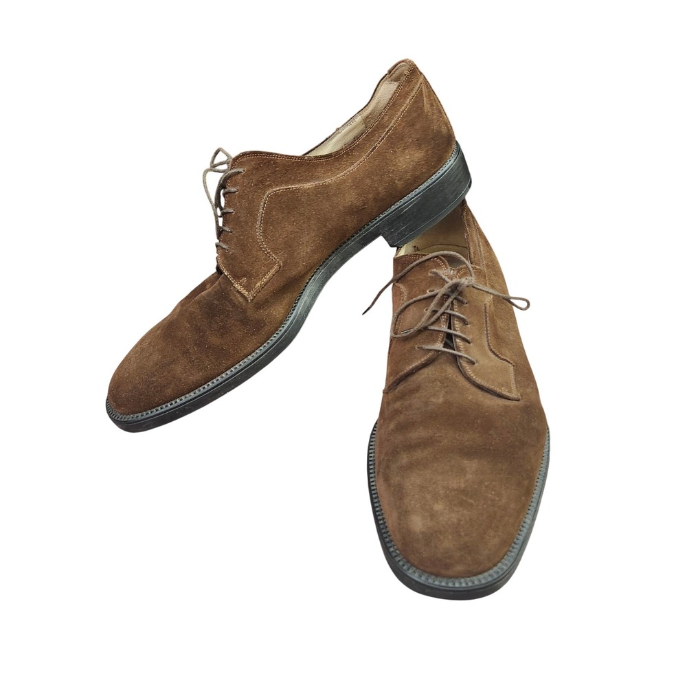 Salvatore Ferragamo Studio Mens 11.5 D Brown Suede Derby Shoes Made in Italy